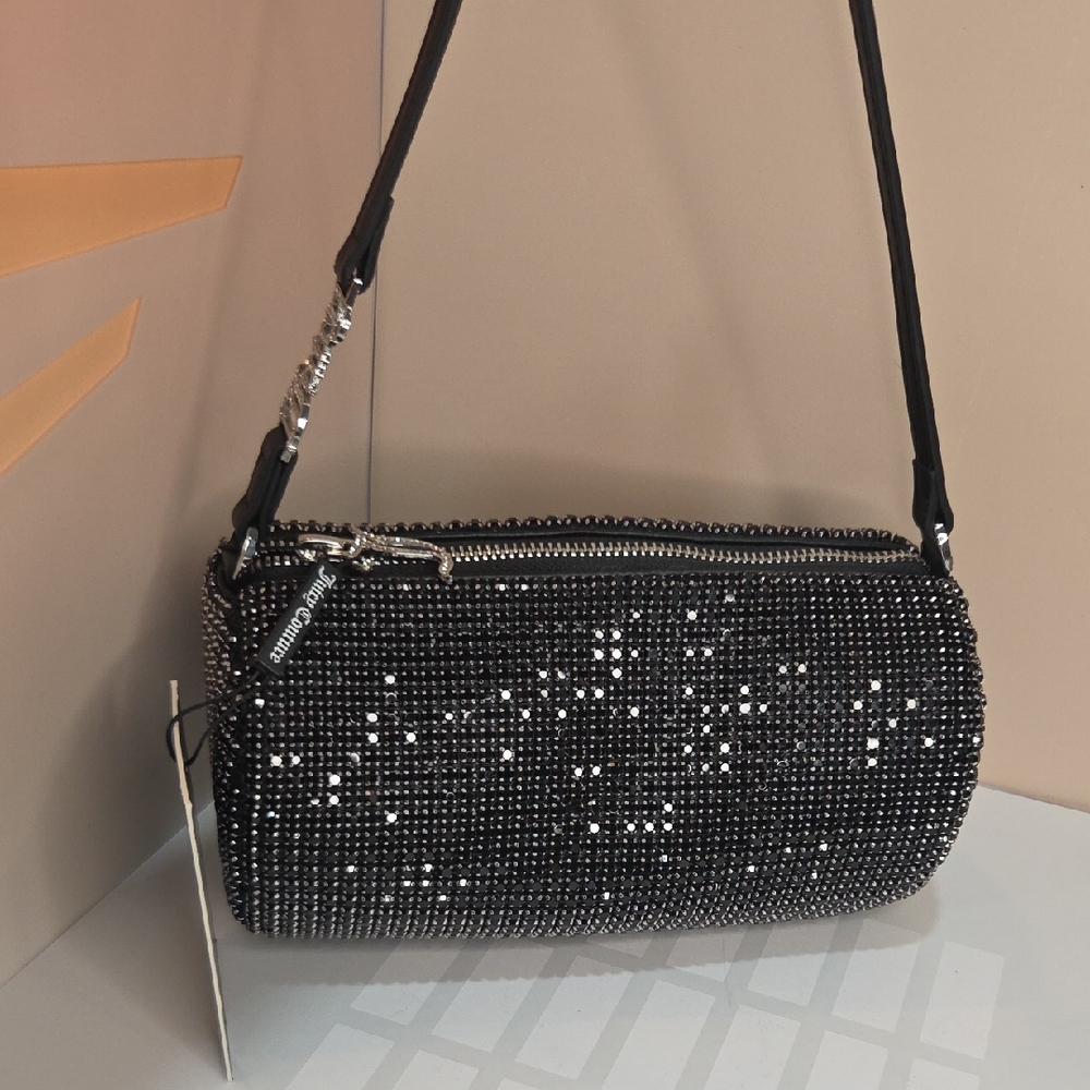 🖤▪️Juicy Couture▪️Black 90s UK  Crystal-Embellished Barrel Shoulder Bag